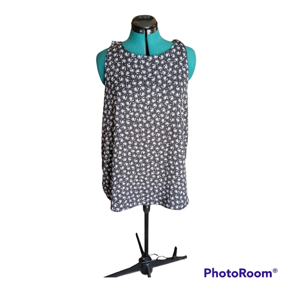 LOFT Floral Ruffle Back Shell Top XL - Picture 3 of 9